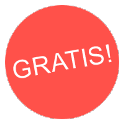 röd cirkel med vit text "GRATIS!"